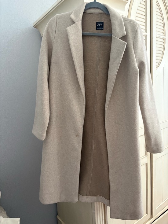 Zara Jackets & Blazers - ZARA Taupe Beige Open-Front Long Coat